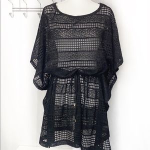 Calvin Klein Black Crochet Beach cover-up